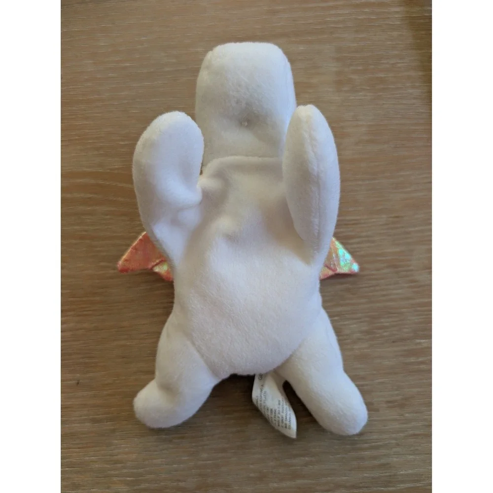 White‎ Pegasus Beanie Plush Iridescent Pink Wings Unicorn Horse Nursery Fantasy